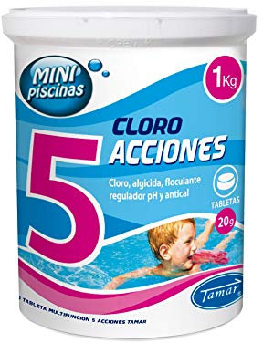 LOLAhome Cloro multifunción de 5 acciones para Mini Piscinas en Formato de Pastillas 1 kg. Incluye 50 tabletas de 20 Gramos.