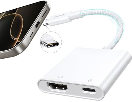 JSAUX Adattatore USB C AV Digitale, HDMI 4K Ultra HD @30Hz + Ricarica Rapida 100W, Compatibile con iPhone 16/15 Serie, MacBook, Samsung S24/S23, Dell, Steam Deck, ROG Ally