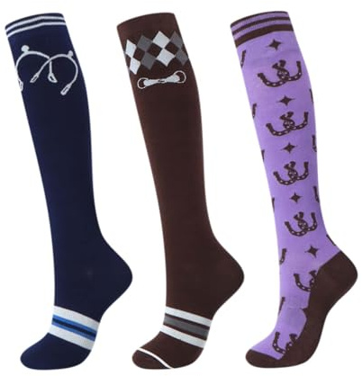 Harrison Howard 3 Pairs Premium Quality Equestrian Riding Socks for Horse Riding &Tall Boot Knee High Socks for Women