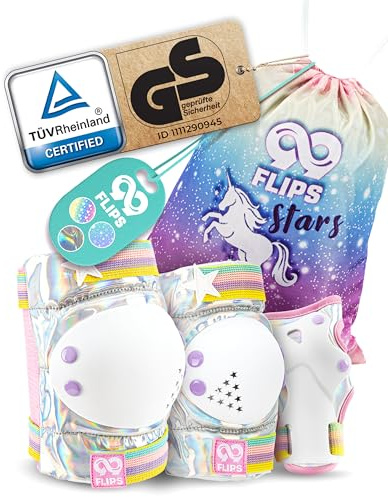 99FLIPS Protecciones Patines Niña - Rodilleras Niña - Rodilleras y Coderas Niño, Protectores Niño - Talla XS - PLATA MÁGICA - Patines De Hielo