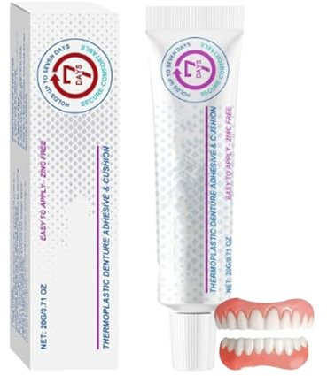 Furzero - Kit per protesi dentarie in silicone, cuscinetto adesivo per protesi in materiale termoplastico, adesivo per protesi dentali, kit di stampaggio per protesi, kit di protesi morbide (1 pezzo)