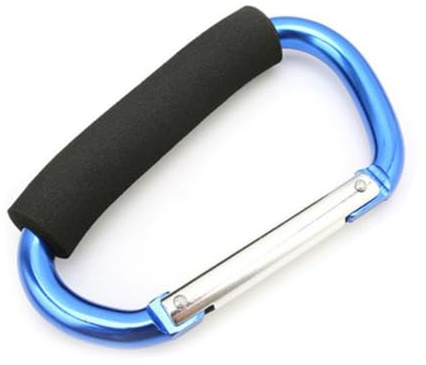 Pack of 2 Universal Large Buggy Clips Pram Pushchair - Carabiner Stroller Hook Organizer for Hanging Purses, Diaper Bag, Shopping Bags, Car Seats (Blue)