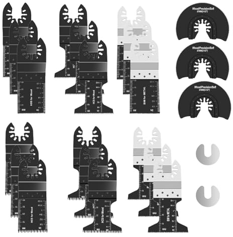 23 Pieces Oscillating Tool Saw Blades Quick Release Oscillating Multitool Blades for Cutting Wood Plastics Compatible with Fein Multimaster Porter Cable Black & Decker Ridgid Ryobi