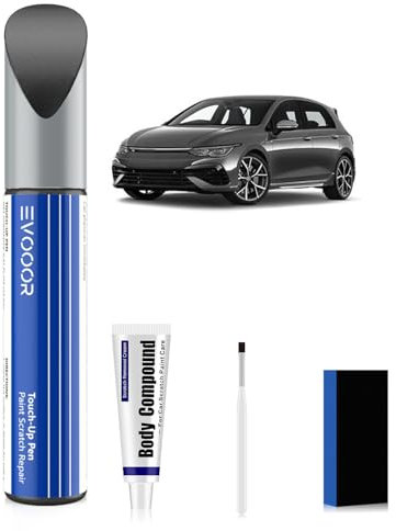 (LR7H) Kit de réparation peinture automobile gris indium/Indium grey avec effaceur de rayures pour Volkswagen/VW, Réparation des rayures pour voiture, Solution rapide et facile pour la réparation