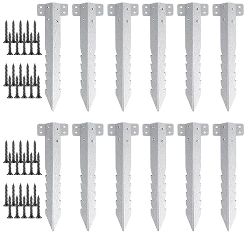 Estaca de metal para valla de jardín, estacas de metal, 10 estacas de lawn Stakes, valla de alto rendimiento para durmientes de alto rendimiento después de grapas dentadas para césped casa camping