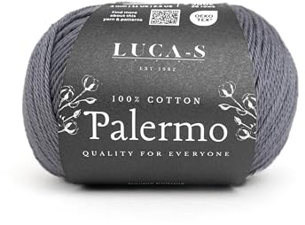 Luca-S Palermo 100% Mercerised Cotton Yarn, Oeko-Tex Certified Giza Cotton, 50g (1.8oz) 125m (136 Yards) - Knitting and Crochet Cotton Yarn, Durable Amigurumi & Baby Project Cotton