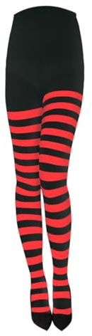 Enwye Medias De Rayas De Halloween Para Mujer, Opacas, Para Disfraz, Negras Y Rojas