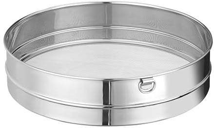 HENDI Mjölsil, rund, för mjöl och andra torra ingredienser, med hängögla, högmaskssil, baksil, florsockerströare, ø308 x (H) 74 mm, rostfritt stål