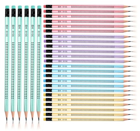 HRLORK 30 PCS HB Pencils with Eraser 5 colors Pencils for Drawing Sketching Writing office Home-Style 01