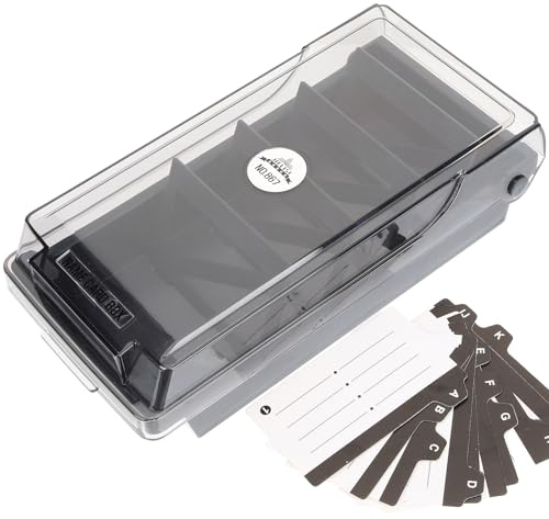 Zerodeko Caja para Tarjetas de Índice de Plástico Tapa, Gran Capacidad y Cierre a Presión, Soporte Organizador para Tarjetas de Visita y Fotos, Contenedor Práctico para Oficina y