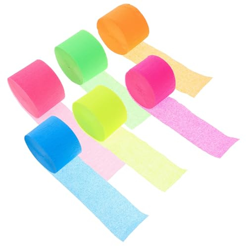 iplusmile 6 Pièces Serpentins Colorés en Papier Crépon Réutilisables pour Décorations de Banderoles de Fête et Occasions Spéciales Ambiance Festive et Fluorescente