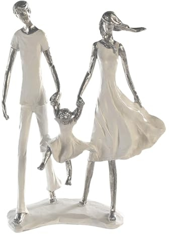 Casablanca modernes Design Scultura famiglia – felicità della famiglia – bianco/argento – poliresina – altezza 31 cm