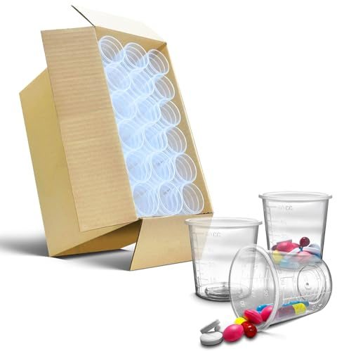 300 Pack (Full Box) - RE-GEN 60ml Graduated Clear Reusable Measuring Cups Pots Container Beaker Tubs - Ideal for Medicine, Kitchen Cooking, Catering, Medical Lab, Home