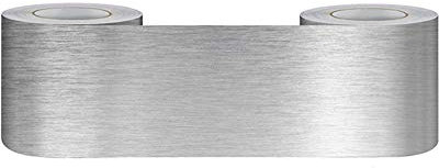 Bordure de papier peint Argent brossé Décoration murale amovible Frise Murale Autocollant en PVC Plinthe Autocollant imperméable 5cm X 500cm