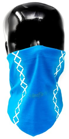 REEFLEXX Écharpe tubulaire bleue - Foulard multifonction imprimé et avec réflecteurs - Respirant - Pour adultes