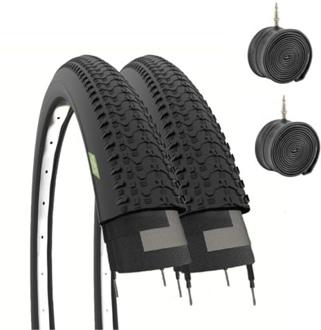 ECOVELO Unisex Kinder Reifen schwarz Mountainbike 26 x 1.95 (50-559) + Kammer 2 26 x 1,95 Luftkammern, MTB Tassellati 26