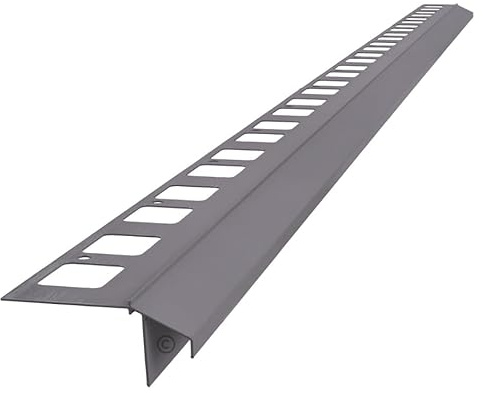 Renoplast® Profilo di gronda in alluminio K100R 200cm Grigio | Finitura di terrazze | Pavimenti in piastrelle su malta adesiva | Sistemi di drenaggio dell'acqua | Profilo angolare | Anticorrosione