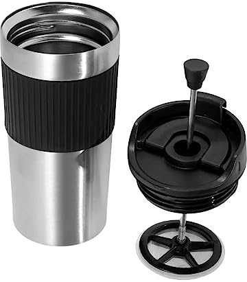 Portable coffee maker, french press, Insulated Mug with double Wall Stainless Steel, 16oz,. Tumbler, French press Mug, Portable coffee mug, Coffee maker, Coffee press