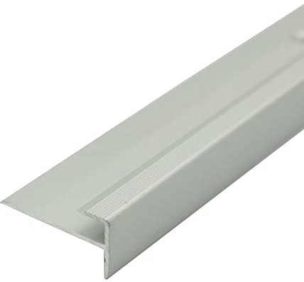 C24 28 x 14.5mm Anodised Aluminium LVT Stair Nosing Edge Profile for 5mm Flooring - Silver, 0.9m