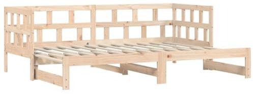 vidaXL Tagesbett, Ausziehbar Schlafsofa mit Stauraum, Bettsofa Gästebett für Schlafzimmer Wohnzimmer, Sofa Bett Ausziehbett, 80x200 cm Massivholz Kiefer
