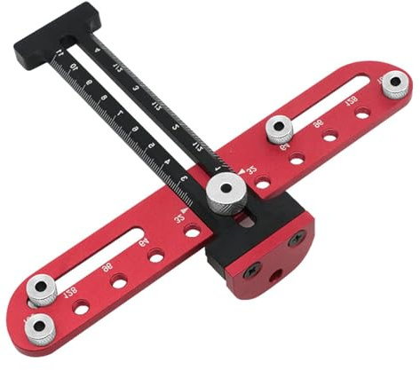 Cabinet Hardware Jig, Upgraded Aluminum Alloy Woodworking Drilling Positioning Template Guide Tool Punch Locator for Installation of Doors Knob Drawer Handle Pulls