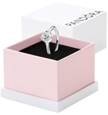 Pandora Moments Bague Rose en argent sterling avec zircones cubiques transparentes, taille 54