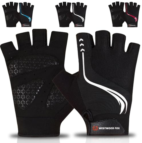 WESTWOOD FOX Fahrradhandschuhe für Männer und Frauen, Atmungsaktive Halbfinger-Mountainbike-Handschuhe mit Rutschfester gepolsterter Handfläche MTB-Rennradfahren Fahrradhandschuhe