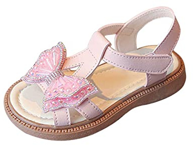 OBiQuzz småbarn flicka fjäril 3D strass fjäril tryck sandaler blommor bröllop prinsessa damskor storlek 35, ROSA, 27 EU