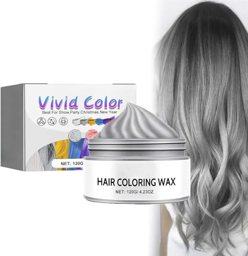 Clawrex Haartönung Grau Haarfarbe, Temporäre Haarfarbe Grey, Farbige Hair Color Wax Für Alle Haartypen Geeignet, Leicht Auswaschbare und Sicher, Instant Haarfärbung für Halloween Party & Alltag(Grau)
