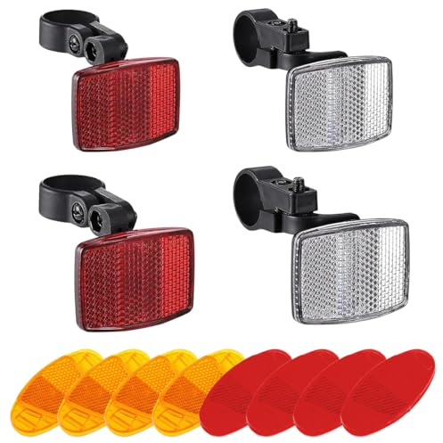 JYNVO Juego de 12 piezas: reflectores para radios de ruedas y luces traseras, reflectores tipo ojo de gato, aptos para reflectores delanteros y traseros de bicicletas de carretera y de montaña