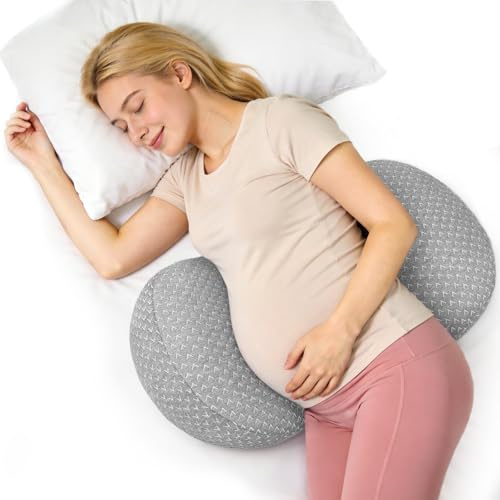 cozyyeah Almohada de cuña de embarazo para dormir, almohada de maternidad ajustable para dormir de lado, soporta espalda, vientre y cadera, ideal para mujeres embarazadas, funda extraíble, color gris