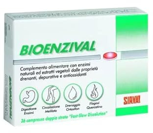 SIRVAL Bioenzival – Integratore Alimentare con Enzimi Digestivi, Bioflavonoidi e Componenti Vegetali – Supporto alla Funzionalità Digestiva e Benessere Quotidiano – 36 Compresse