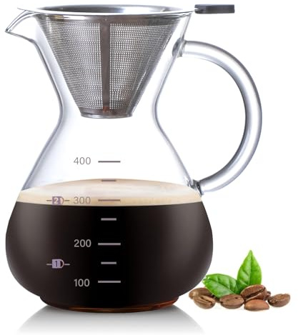 Öppningsbryggare, 400 Ml Glaskanna Med Filter Och Värmebeständigt Handtag, Pour Over kaffebryggare Öppningsbryggare, Handbryggare För Upp Till 2 Till 3 Koppar För Hemmet Och Caféet