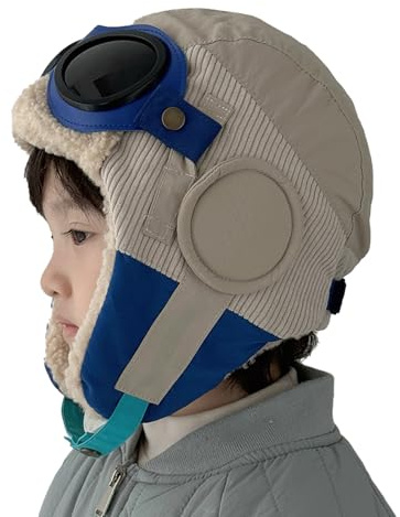Generisch Gorro de cazador para niños – 21,26 pulgadas | Gorro de felpa – cálido invierno retro piloto estilo piloto orejeras, protección para la nieve de aviación para días fríos, festivales