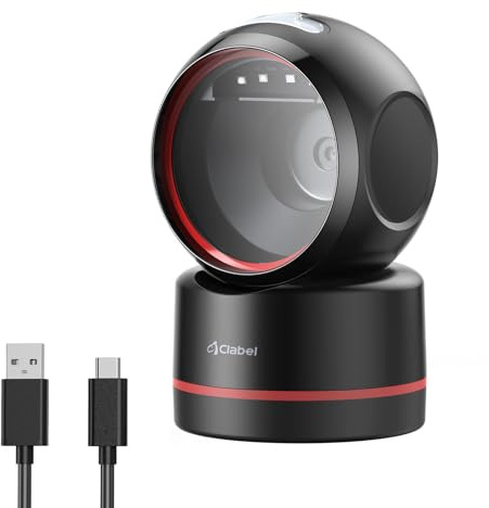 CLABEL T27H Scanner Codici a Barre Desktop Omnidirezionale: Lettore 1D 2D QR da Banco a Mani Libere, USB Cablato, Angolo Regolabile e Rilevamento Automatico per POS Negozio Pagamento Mobile