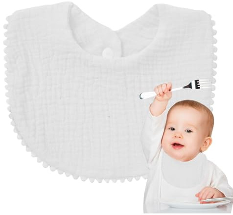shjxi Muslin dregelhaklappar, bomullshaklappar och tandsprickningshaklappar – andningsbar duk barn tandsprickningstillbehör för barn, flickor, familj, Vitt, Refer to description