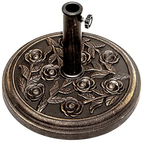 Fineway Heavy Duty 9kg Parasol Base Holder - Garden Parasol Base for Umbrella, Rotary Airer, Washing Lines Poles up to 50mm - Garden Umbrella Base - Cast Iron Parasol Base Stand