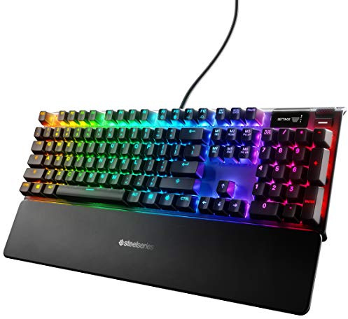 SteelSeries Apex 7 Mechanical Gaming Keyboard – OLED Smart Display – USB Passthrough and Media Controls – Linear , Quiet – RGB Backlit (Red Switch)