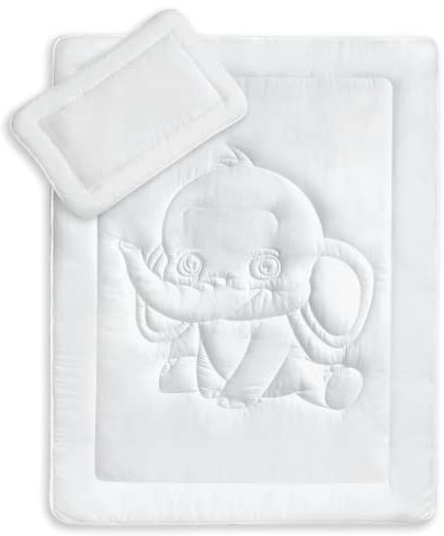 KiGATEX Premium Kinder Betten Set Bezug 100% Baumwolle 40x60 + 100x135 cm Öko-Tex Zertifiziert (Elefant)