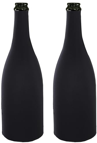 RAPID LUX Vinflasköverdrag set med 2 stycken, slim fit lycra elastisk lycra idealisk för blindprovning, flaskförvaring, öppen topp, vit, lycra-material (mode), Svart, Avslappnad