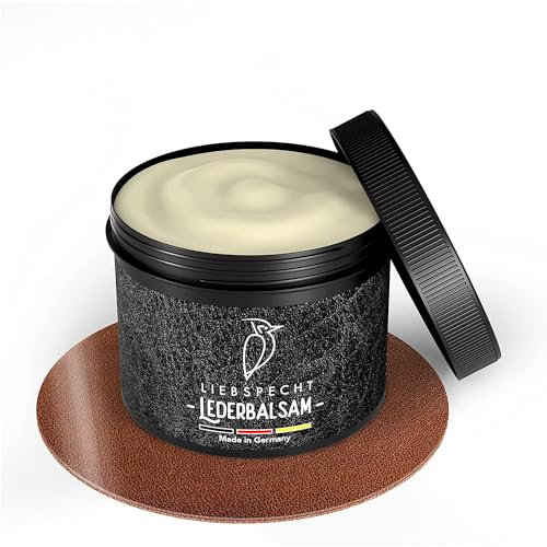 Liebspecht® Premium Lederbalsam 100% Natürlich [Made in Germany] 500ml Farblose Lederpflege mit Bienenwachs, geeignet für Ledercouch, Lederpflege Auto, Leder Schuhe, Lederjacke, Ledersattel