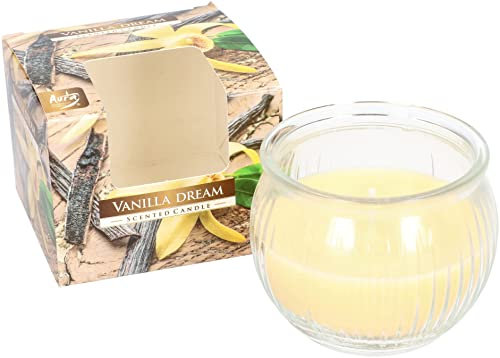 KOTARBAU® Vela perfumada en frasco de cristal, Aroma agradable, Velas decorativas, Vela en vaso de cristal perfumada, Vela aromática, Aroma a vainilla, Duración 18 h, Idea de regalo