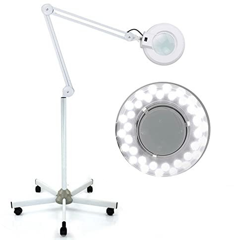 Loupe Eclairante Professionnelle 5 Dioptres - Lampe à Bras Pivotant Réglable pour Salon de Beauté, Coiffure
