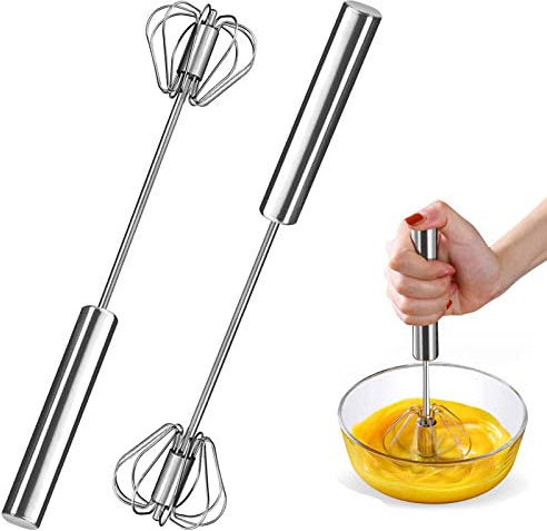 2 Stück Schneebesen, Schneebesen für die Küche, schneebesen edelstahl, Ballonschneebesen, Comforty Schneebesen mit Halbautomatischer