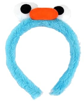 Diadema para el cabello de ojos grandes exagerados, accesorios para el cabello, regalo para niña, accesorios de felpa para el cabello (cinturón de punto nariz azul)