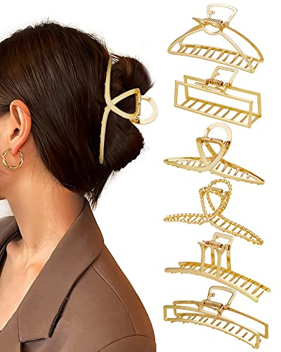 Kavya Pinzas Pelo Mujer, 6 Pcs Pinzas de Pelo Grande Antideslizante Metálicas Pinza Pelo Francesas, Accesorios Para el Cabello Grueso de Mujeres y Niñas