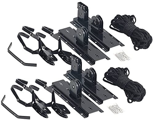 AGT Fahrrad Lift: 2er-Set platzsparende Fahrrad-Aufhänger mit Liftsystem, bis 20 kg (Wandhalterung, Liftsysteme, Seilwinde)