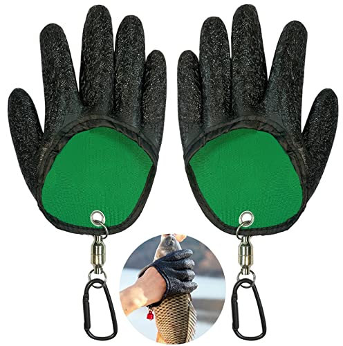 Qkydky 2 Stück wasserdichte Angelhandschuhe,Raubfisch Stichfeste Bissfest Wasserdicht Angelhandschuh,wasserdichte Handschuhe, mit Anti Schnitt und Magnetverschluss, für Den Sicheren Umgang mit Hecht