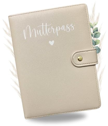 Premium Mutterpasshülle aus Kunstleder für deutschen Mutterpass - mit Fächer für Ultraschallbild, Impfpass, Versichertenkarte - hochwertige Mutterpass Schutzhülle