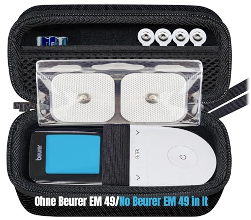 Woollo väska kompatibel med Beurer EM 49/EM 56/Beurer EM 59 Digital TENS/EMS muskelstimulering bärbart hårt resefodral fodral fodral väska för Beurer EM 49